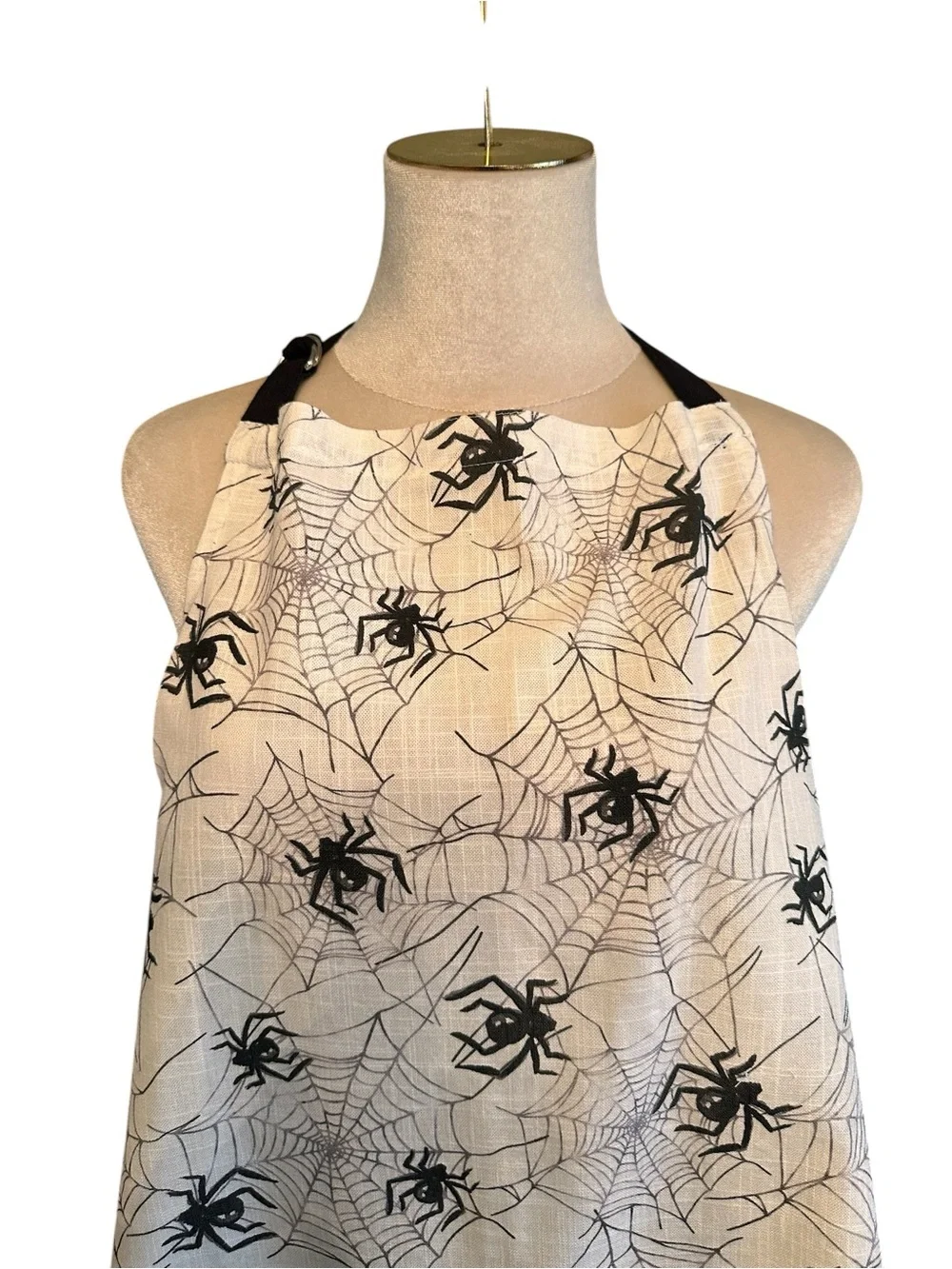 Halloween Spider Web Apron Black White Spooky Kitchen Cooking NEW